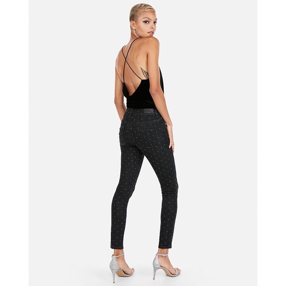 Express Denim - Express MidRise Rhinestone Sparkle Stud Skinny 2 4